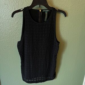 Ralph Lauren Black Textured Tank Top